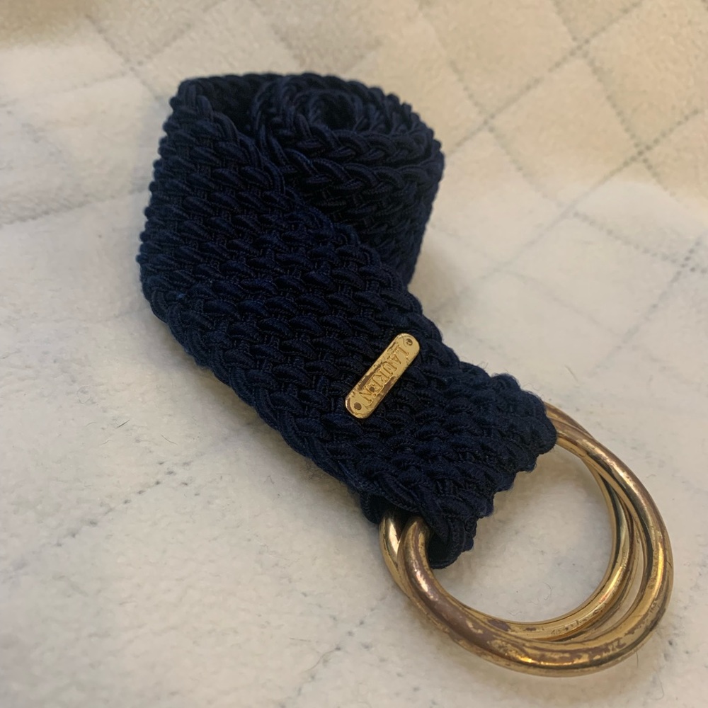 Vintage Ralph Lauren Navy Blue Belt with Gilded Strap